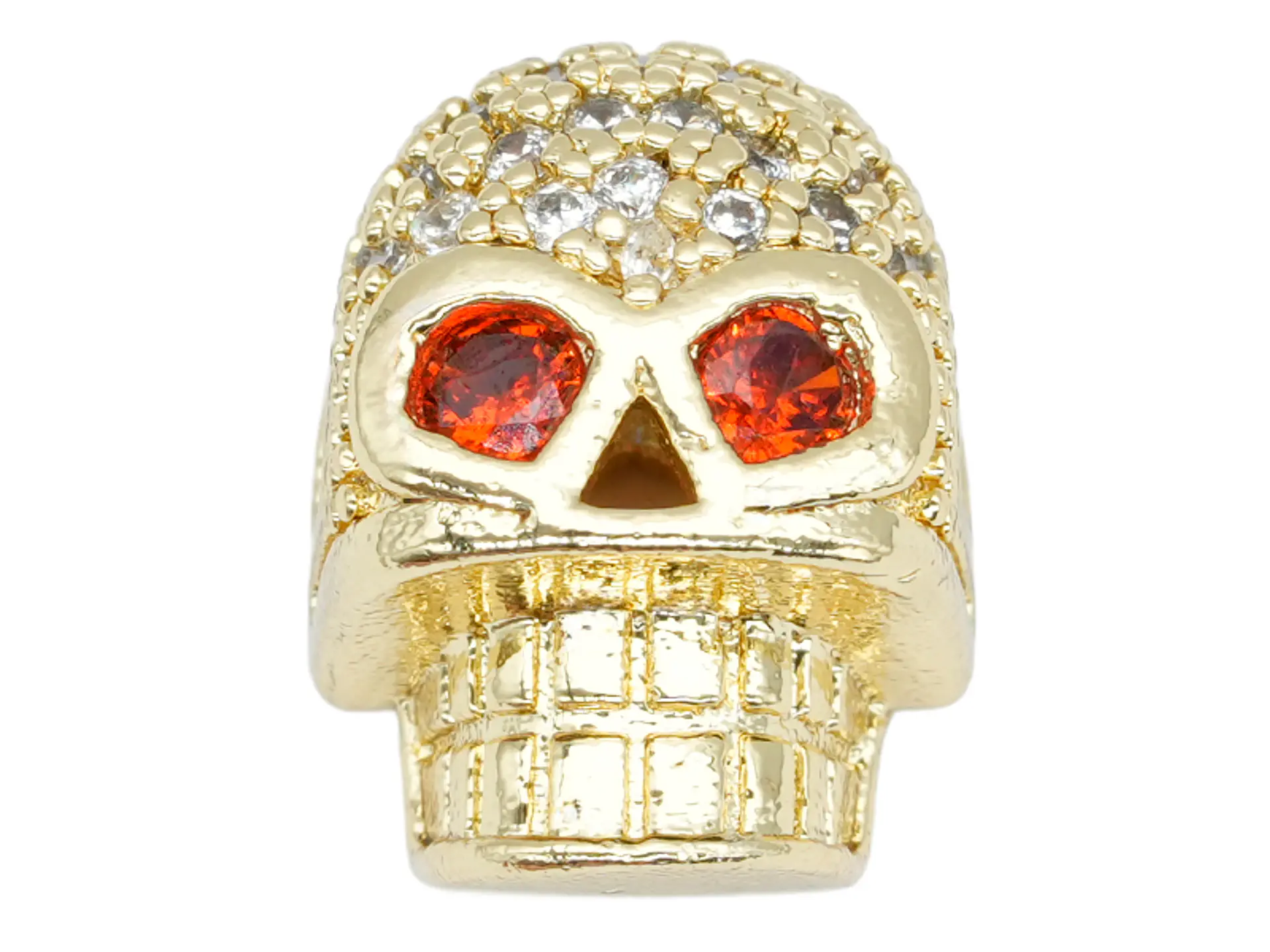 RODIO DORADO CALAVERA OJO ROJO CIRCON BLANCO 10*12MM 1