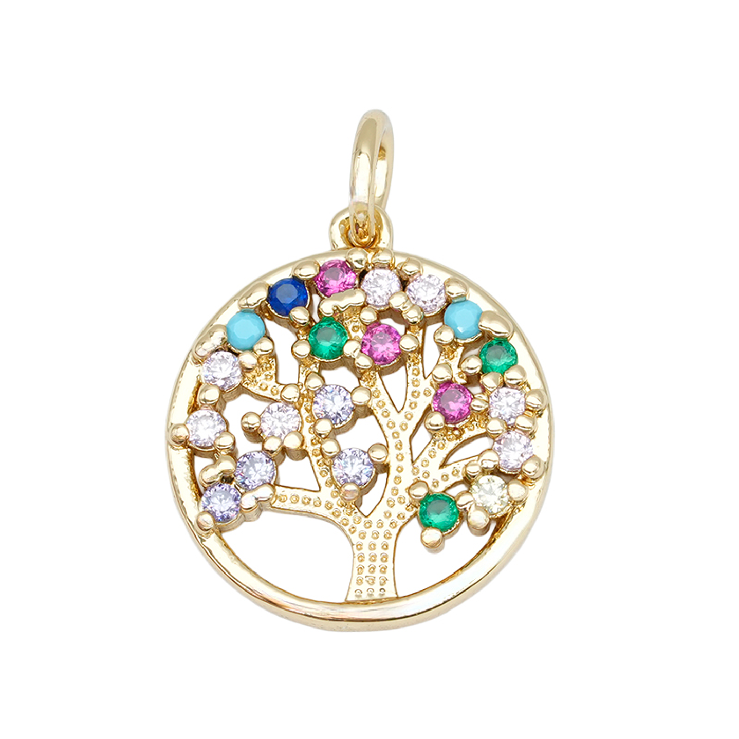 RODIO DORADO DIJE ARBOL DE LA VIDA CIRCON MIX OSCURO 16*15MM 1