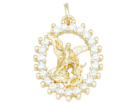 RODIO DORADO DIJE ARCANGEL SAN MIGUEL CIRCON 19MM OVALDO