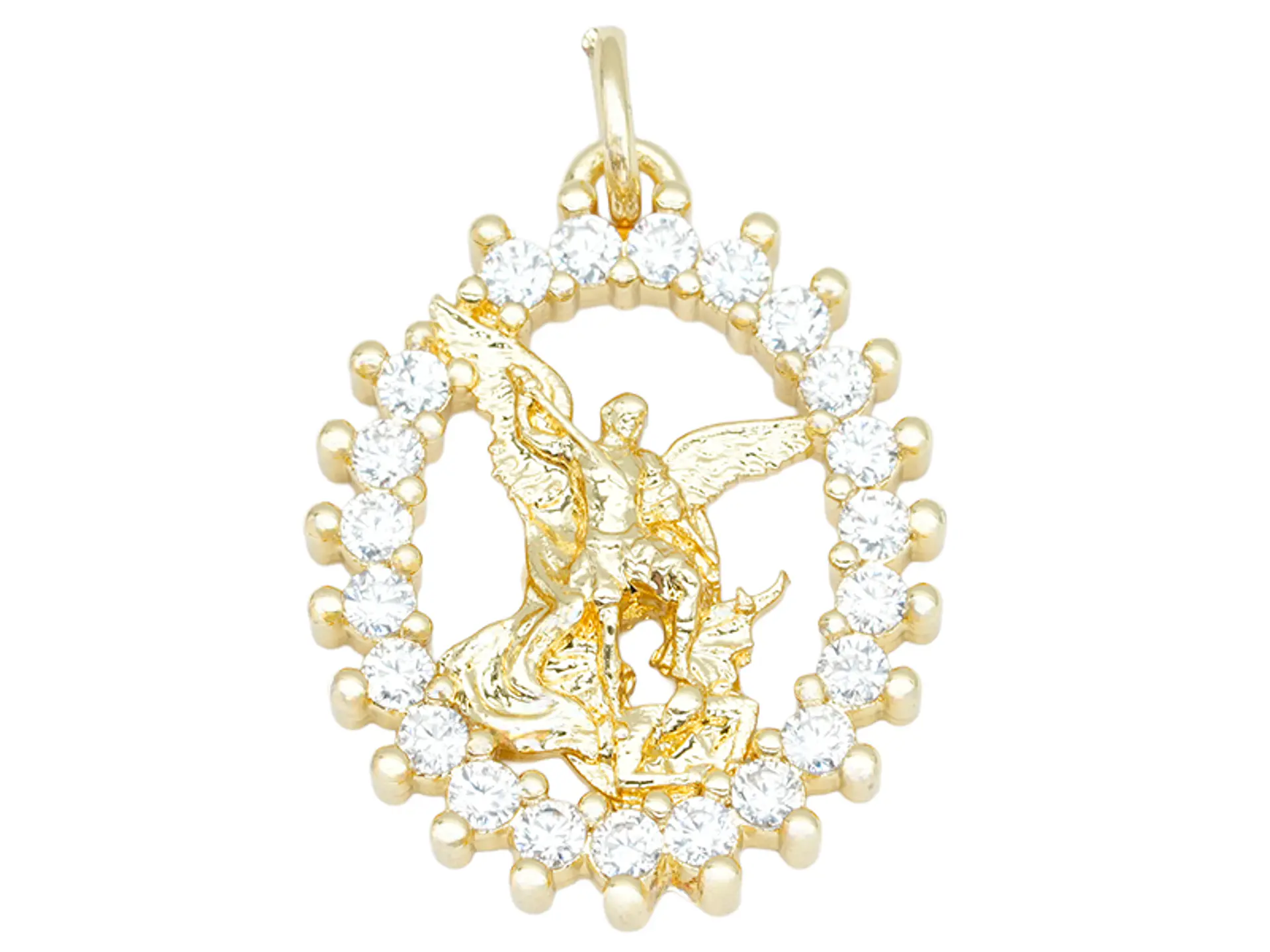 RODIO DORADO DIJE ARCANGEL SAN MIGUEL CIRCON 19MM OVALDO 1