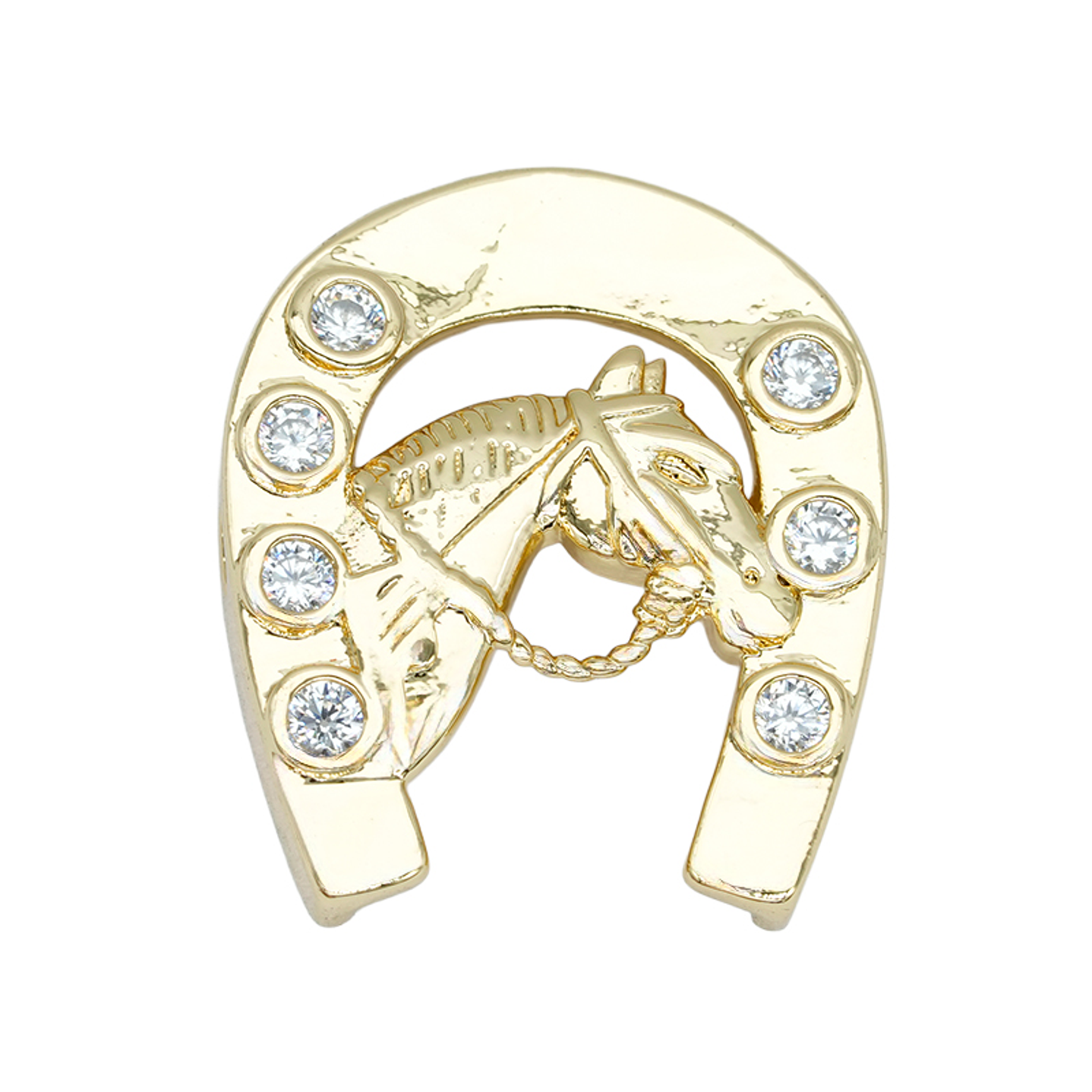 RODIO DORADO HERRADURA CABALLO CIRCON BLANCO 16*19MM 1