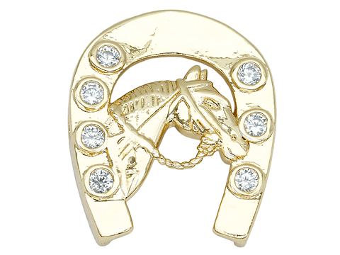 RODIO DORADO HERRADURA CABALLO CIRCON BLANCO 16*19MM
