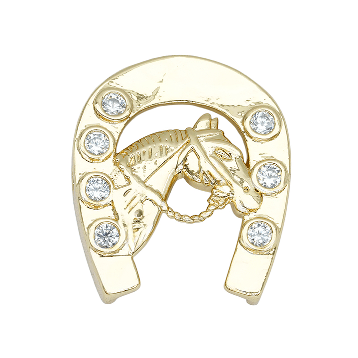 RODIO DORADO HERRADURA CABALLO CIRCON BLANCO 16*19MM 1