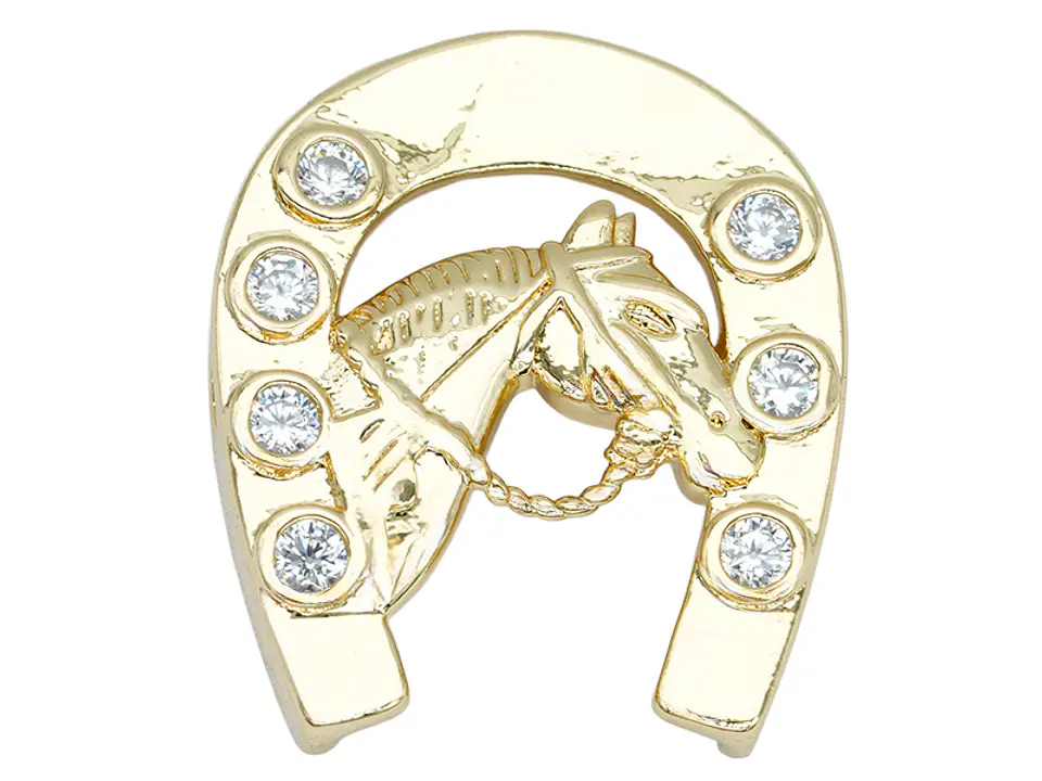 RODIO DORADO HERRADURA CABALLO CIRCON BLANCO 16*19MM 1