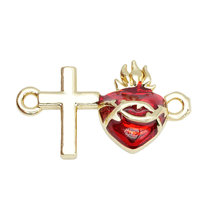 RODIO DORADO CENTRO CRUZ SAGRADO CORARON 18*11MM