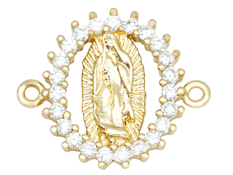 RODIO DORADO CENTRO VIRGEN GUADALUPE OVALADA ZIRCON BLANCO 17*20MM