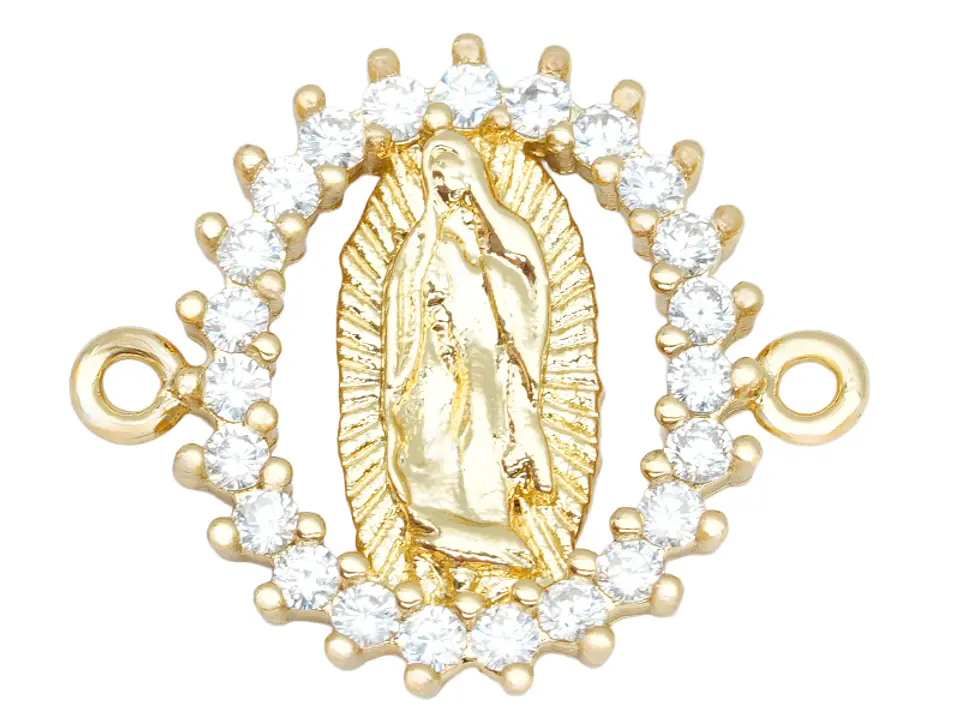 RODIO DORADO CENTRO VIRGEN GUADALUPE OVALADA ZIRCON BLANCO 17*20MM 1