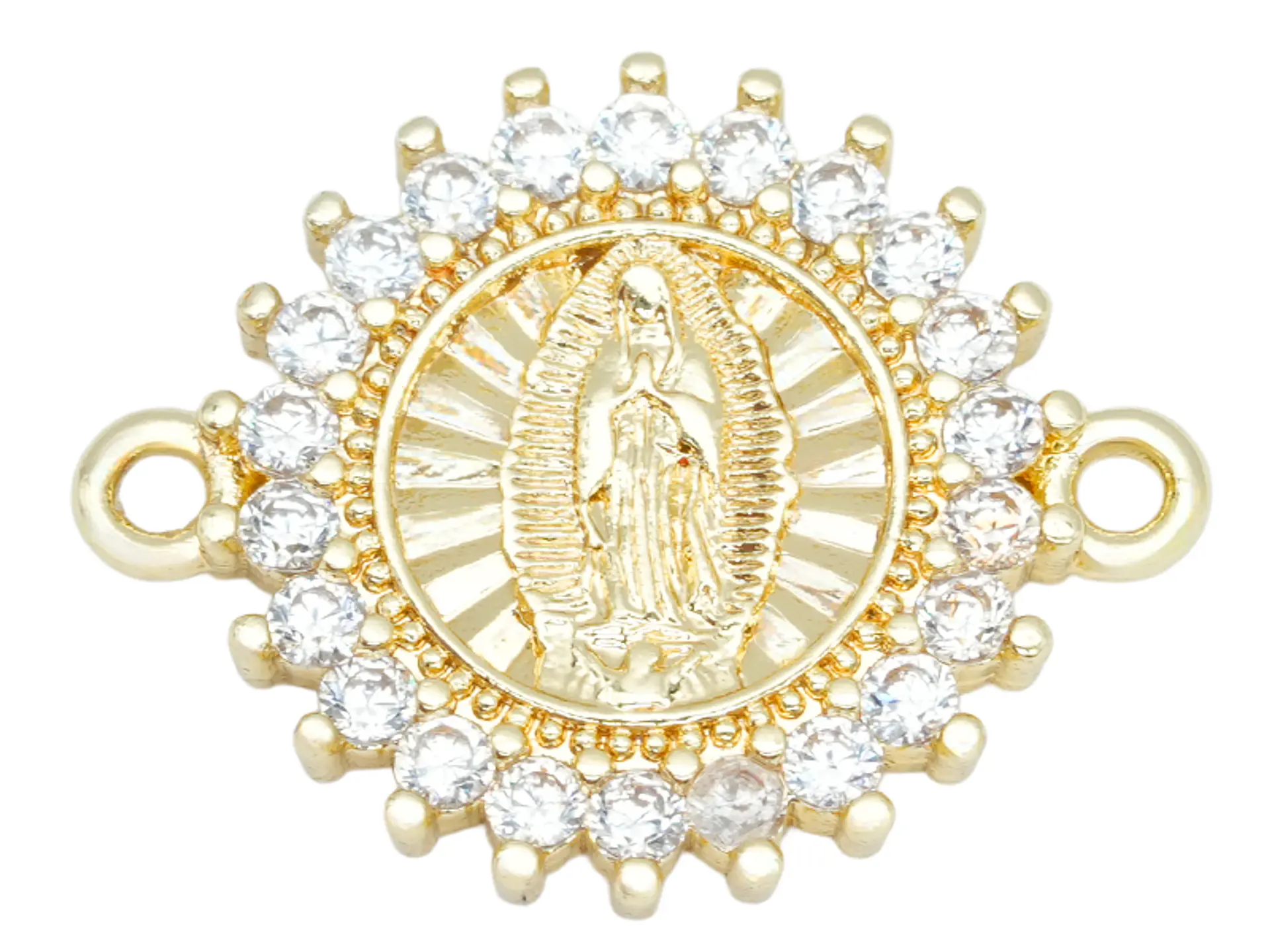 RODIO DORADO CENTRO VIRGEN GUADALUPE  ZIRCON BLANCO 14*18MM 1