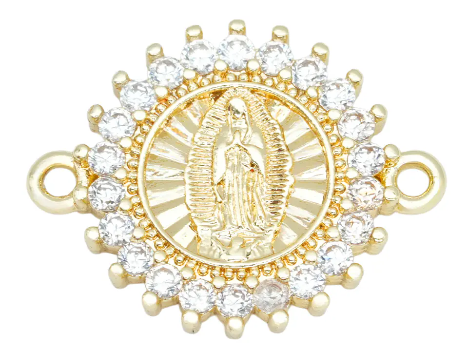 RODIO DORADO CENTRO VIRGEN GUADALUPE  ZIRCON BLANCO 14*18MM 1
