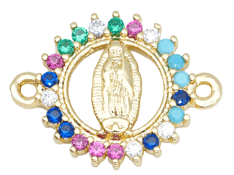 RODIO DORADO CENTRO VIRGEN GUADALUPE  ZIRCON MIX 12*16MM