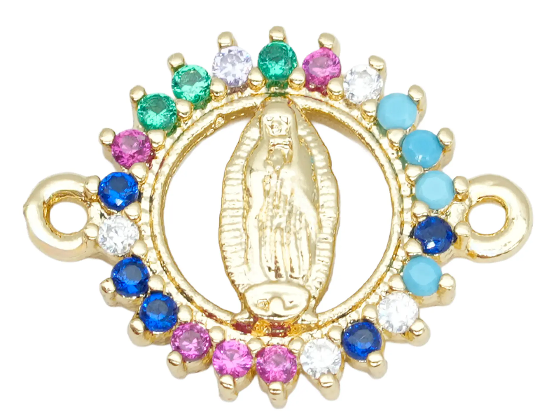 RODIO DORADO CENTRO VIRGEN GUADALUPE  ZIRCON MIX 12*16MM 1