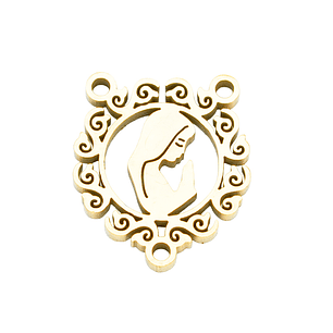 ACERO DORADO CRUCERO REDONDO DECORADO VIRGEN 12*14*1.2MM