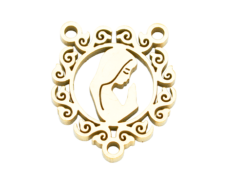 ACERO DORADO CRUCERO REDONDO DECORADO VIRGEN 12*14*1.2MM