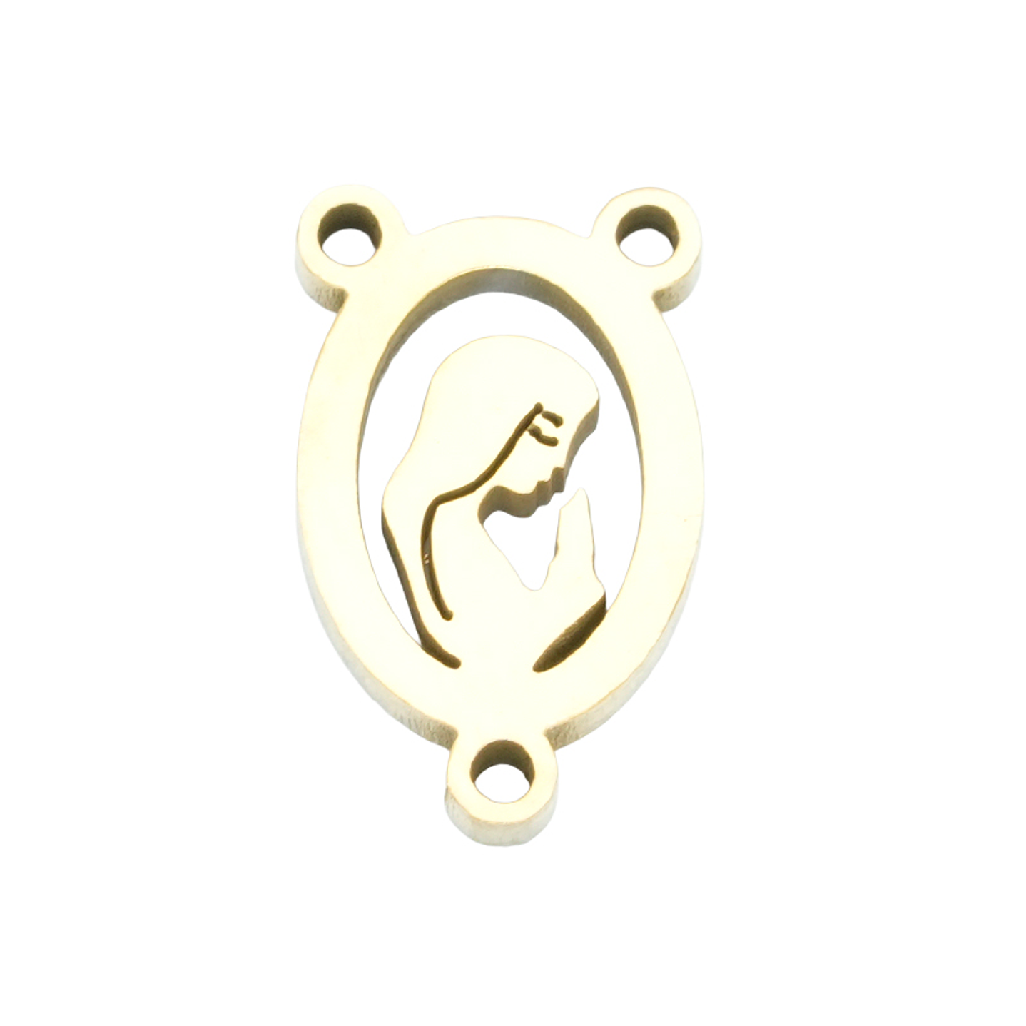 ACERO DORADO CRUCERO OVALO SILUETA VIRGEN 7*12*1.2MM 1