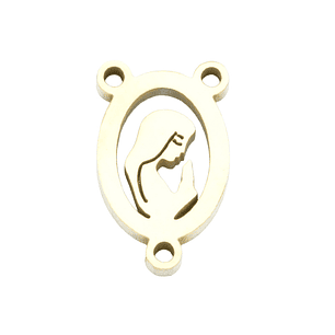 ACERO DORADO CRUCERO OVALO SILUETA VIRGEN 7*12*1.2MM