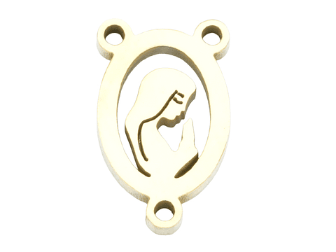 ACERO DORADO CRUCERO OVALO SILUETA VIRGEN 7*12*1.2MM