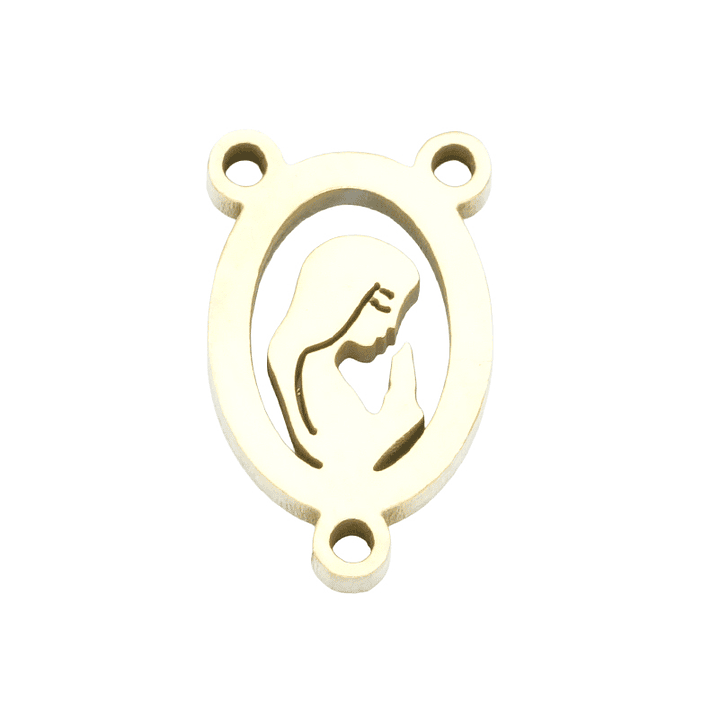 ACERO DORADO CRUCERO OVALO SILUETA VIRGEN 7*12*1.2MM 1