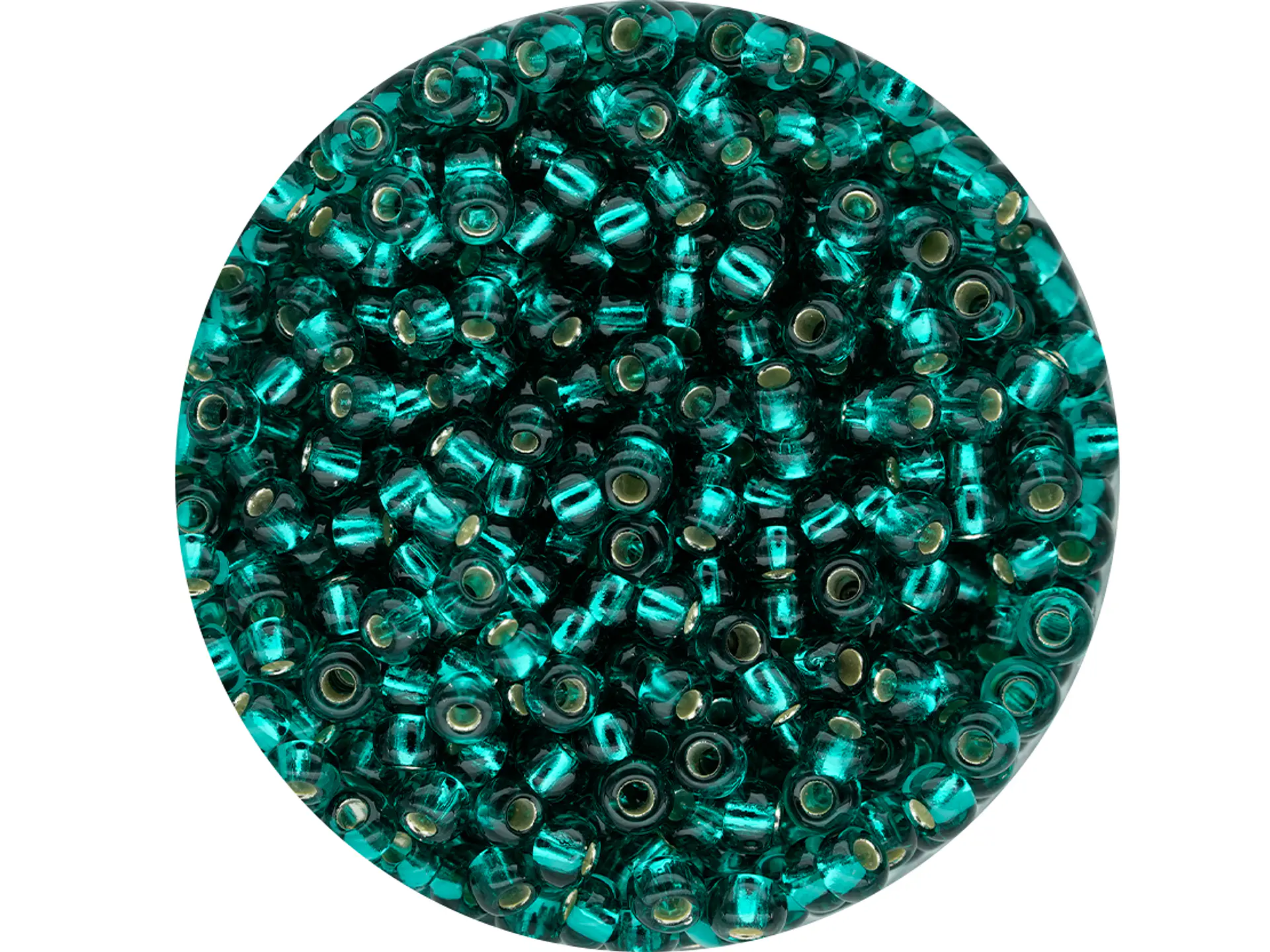CHAQUIRA CHECA 10/0 (2MM) VERDE ZIRCON BRILLANTE PAQUETE X 20 GRAMOS (2020 UND APROX) 1