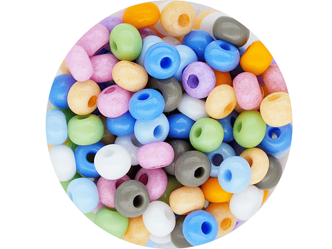 CHAQUIRA CHECA 6/0 (4MM) MIX PASTEL X 20 GRAMOS (296 UND APROX)