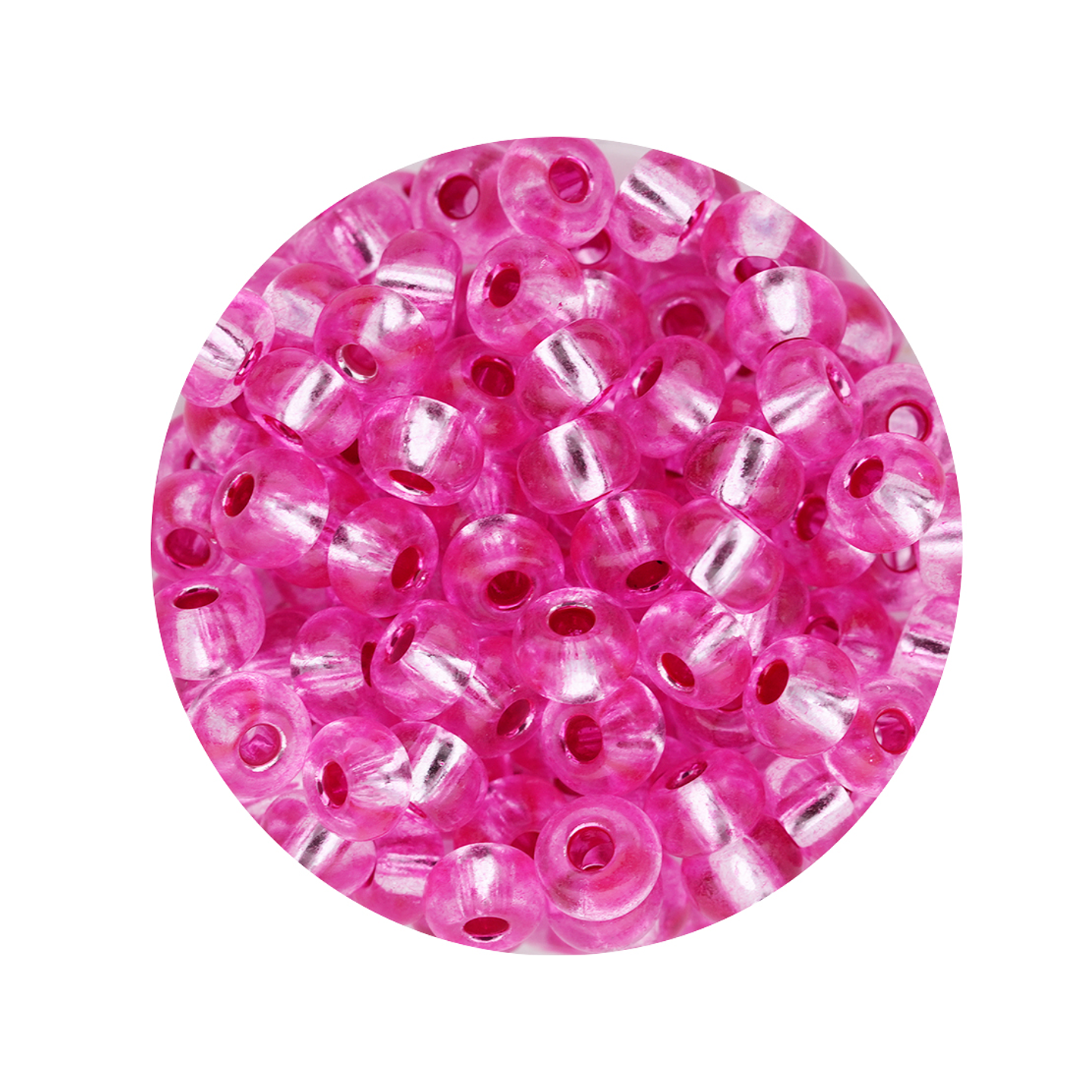 CHAQUIRA CHECA 6/0 (4MM) FUCSIA BRILLANTE  X 20 GRAMOS (296 UND APROX) 1
