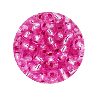 CHAQUIRA CHECA 6/0 (4MM) FUCSIA BRILLANTE  X 20 GRAMOS (296 UND APROX)