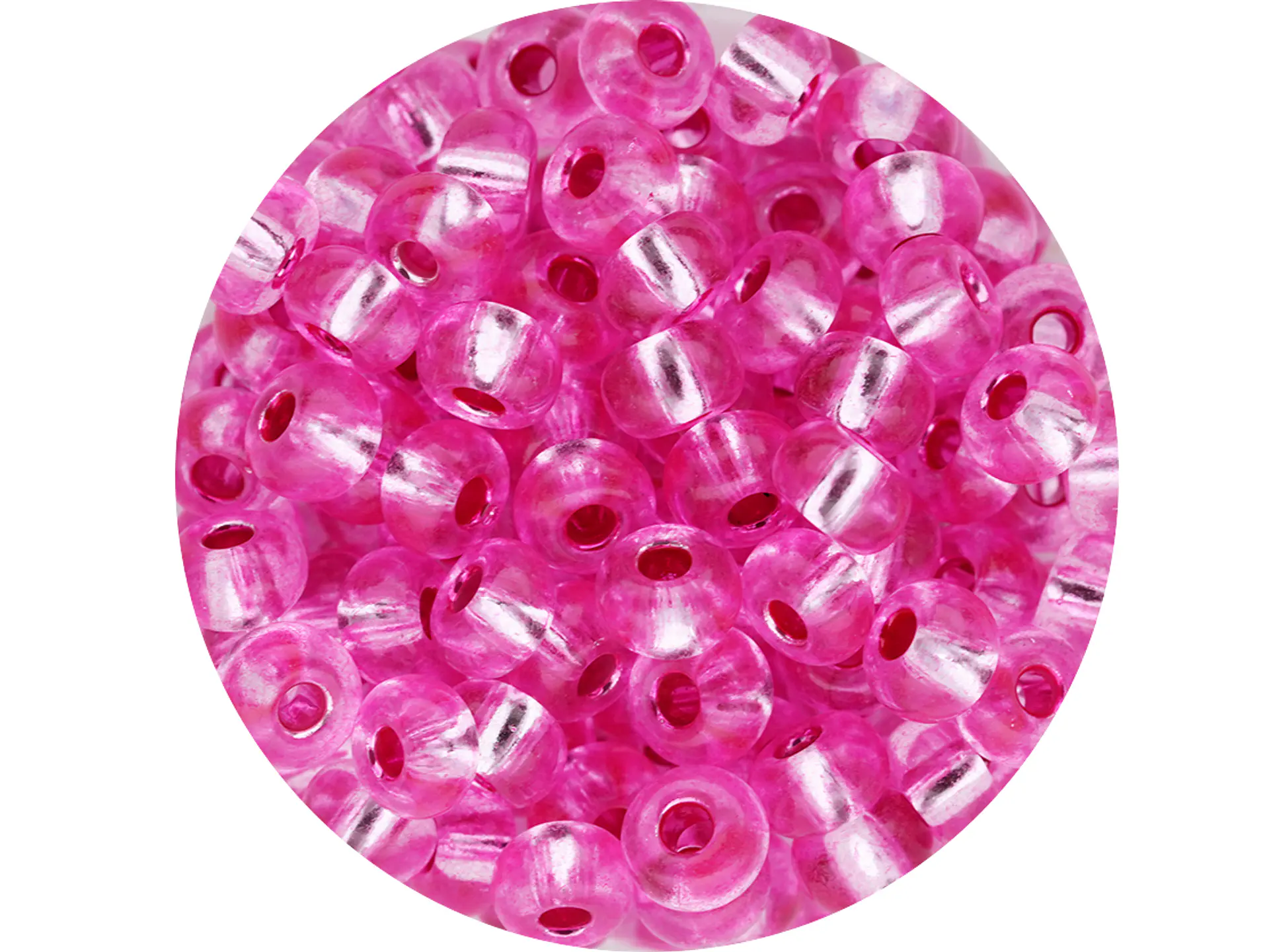 CHAQUIRA CHECA 6/0 (4MM) FUCSIA BRILLANTE  X 20 GRAMOS (296 UND APROX) 1