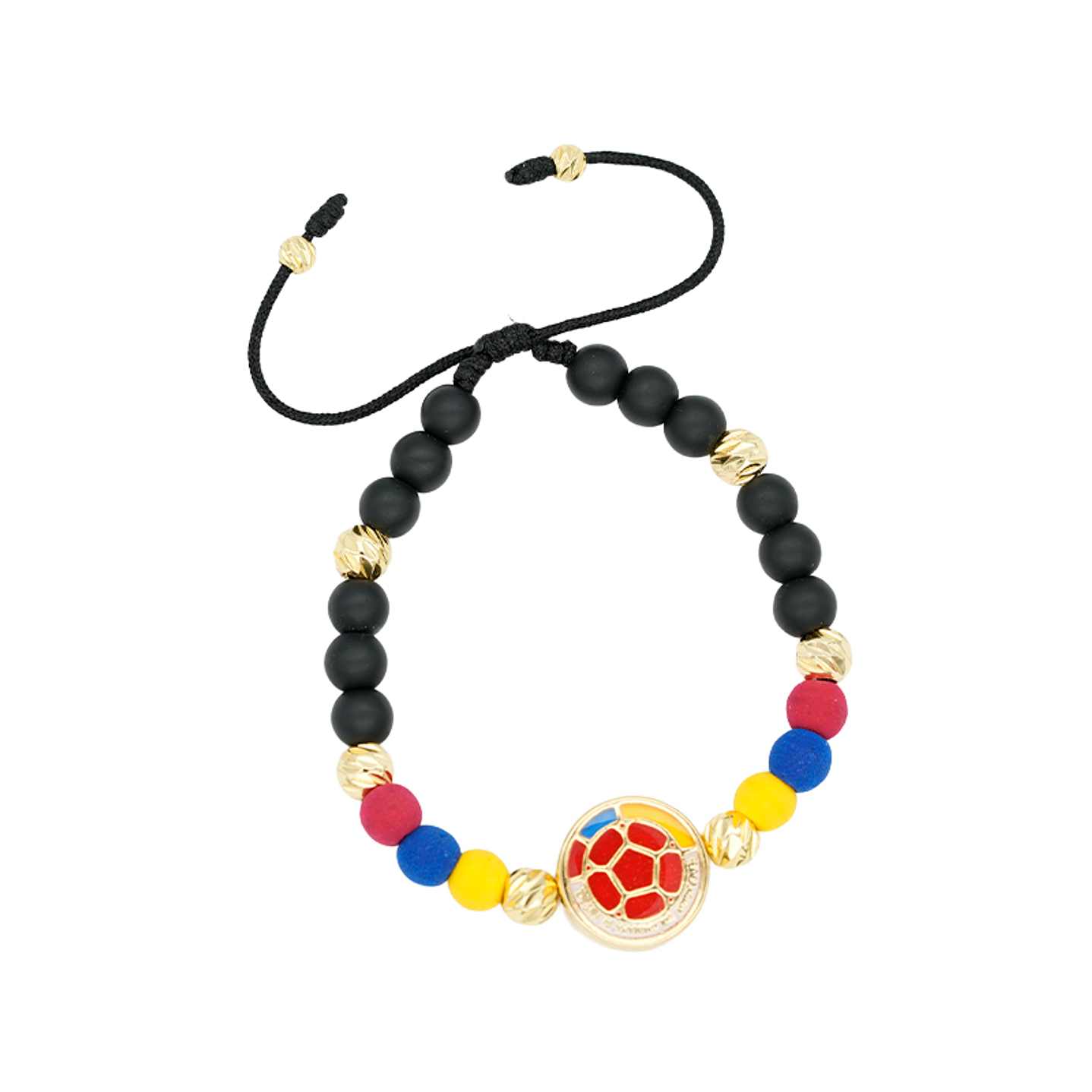 PULSERA COLOMBIA DORADA NEOPRENO CRISTAL FEDERACION  6MM 1