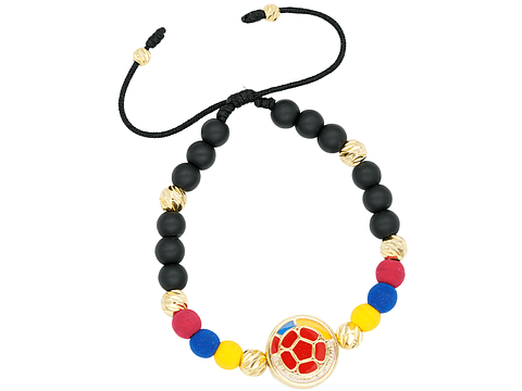 PULSERA COLOMBIA DORADA NEOPRENO CRISTAL FEDERACION  6MM