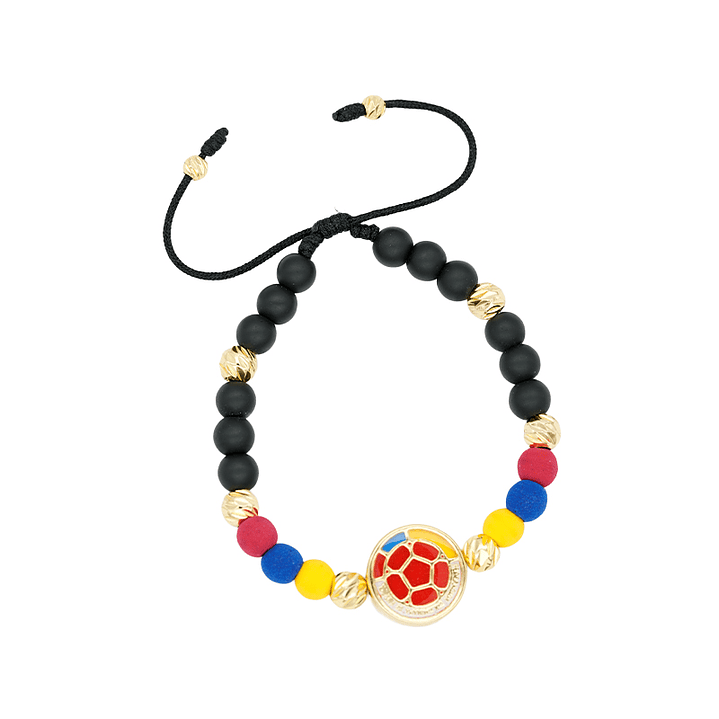 PULSERA COLOMBIA DORADA NEOPRENO CRISTAL FEDERACION  6MM 1