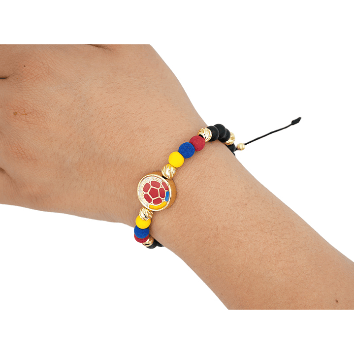 PULSERA COLOMBIA DORADA NEOPRENO CRISTAL FEDERACION  6MM 2