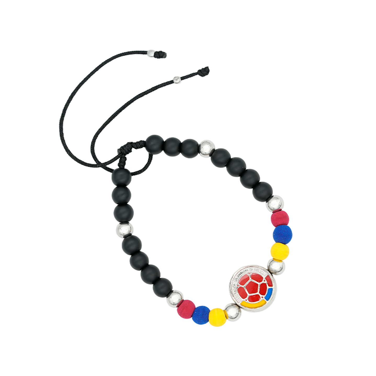 PULSERA COLOMBIA PLATEADA NEOPRENO CRISTAL FEDERACION 6MM  1