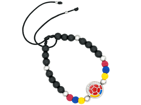 PULSERA COLOMBIA PLATEADA NEOPRENO CRISTAL FEDERACION 6MM 