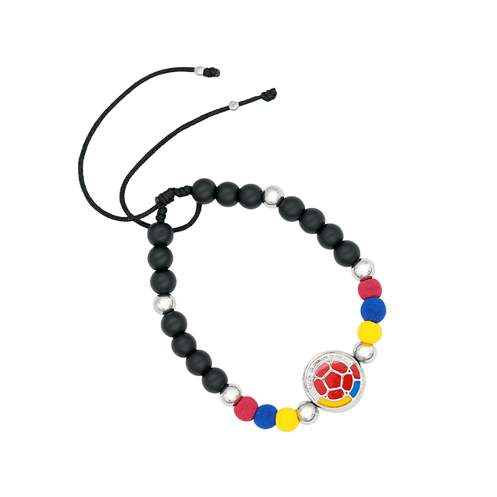 PULSERA COLOMBIA PLATEADA NEOPRENO CRISTAL FEDERACION 6MM  1