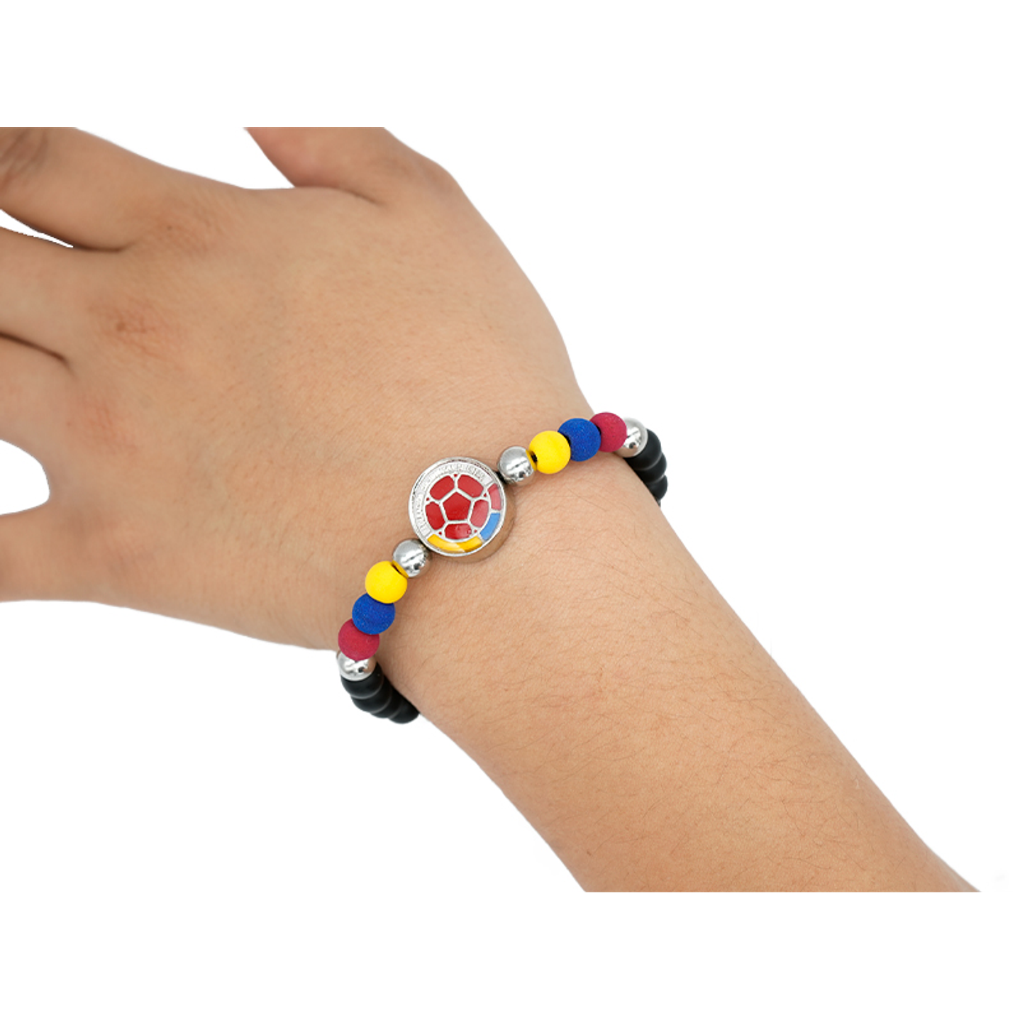 PULSERA COLOMBIA PLATEADA NEOPRENO CRISTAL FEDERACION 6MM  2