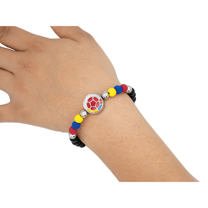 PULSERA COLOMBIA PLATEADA NEOPRENO CRISTAL FEDERACION 6MM  2