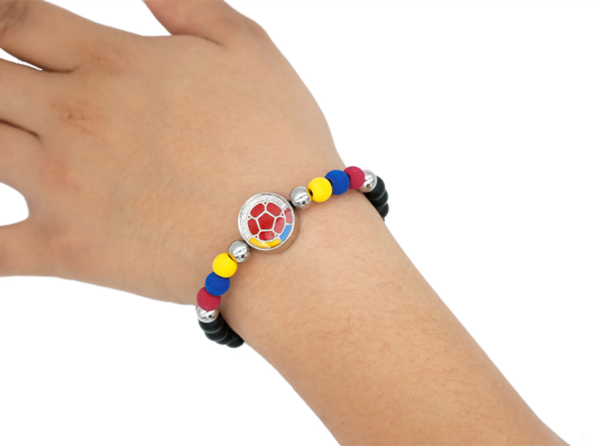 PULSERA COLOMBIA PLATEADA NEOPRENO CRISTAL FEDERACION 6MM  2