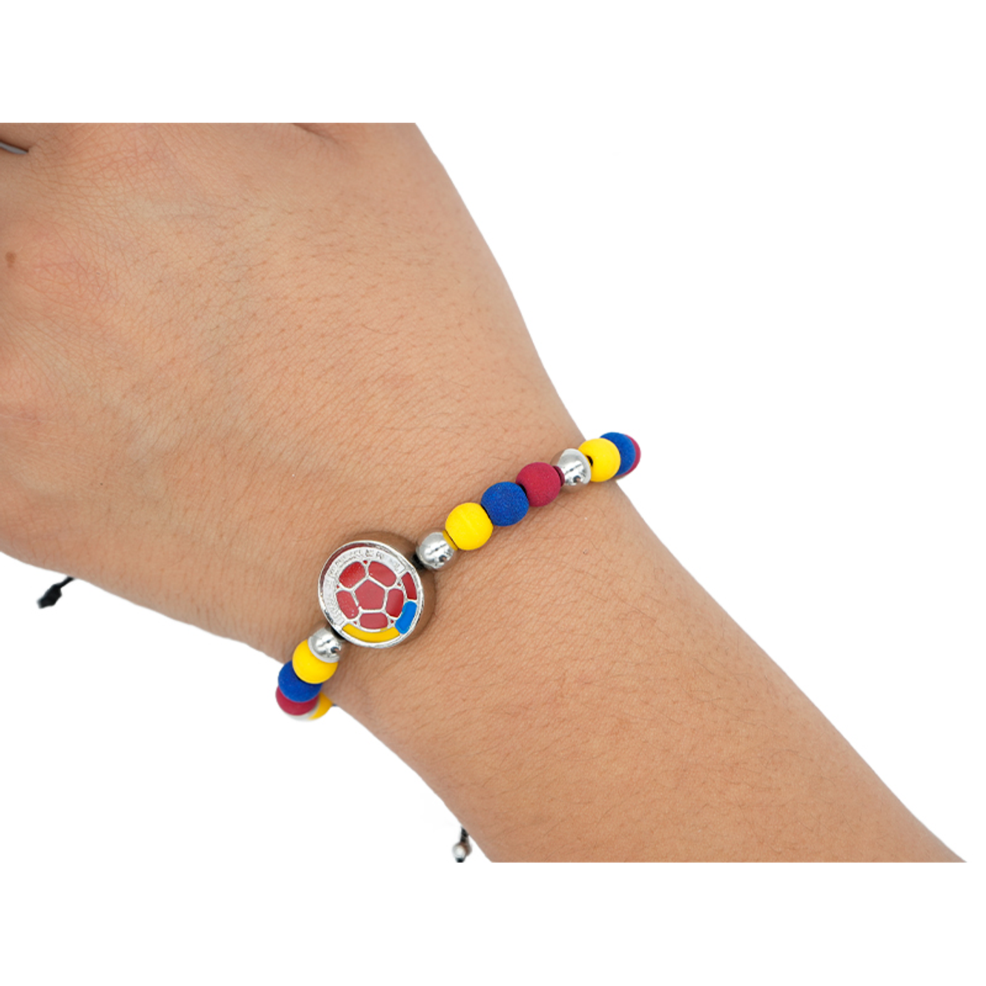 PULSERA COLOMBIA PLATEADA NEOPRENO FEDERACION COLOMBIA 6MM  2