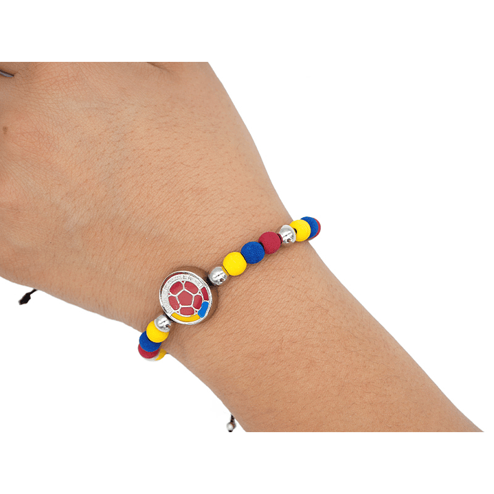 PULSERA COLOMBIA PLATEADA NEOPRENO FEDERACION COLOMBIA 6MM  2