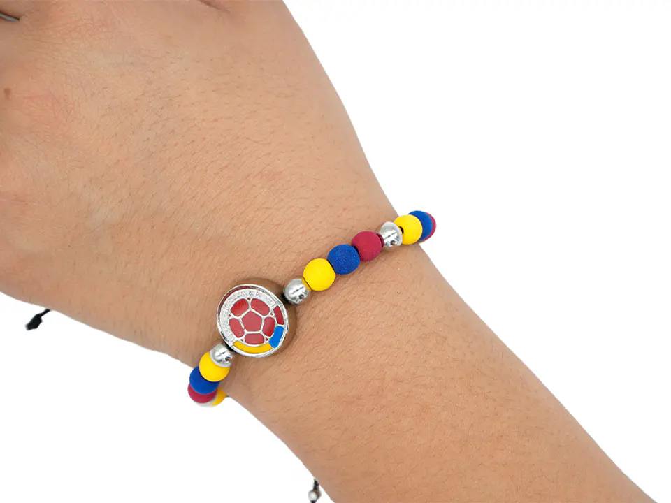 PULSERA COLOMBIA PLATEADA NEOPRENO FEDERACION COLOMBIA 6MM  2