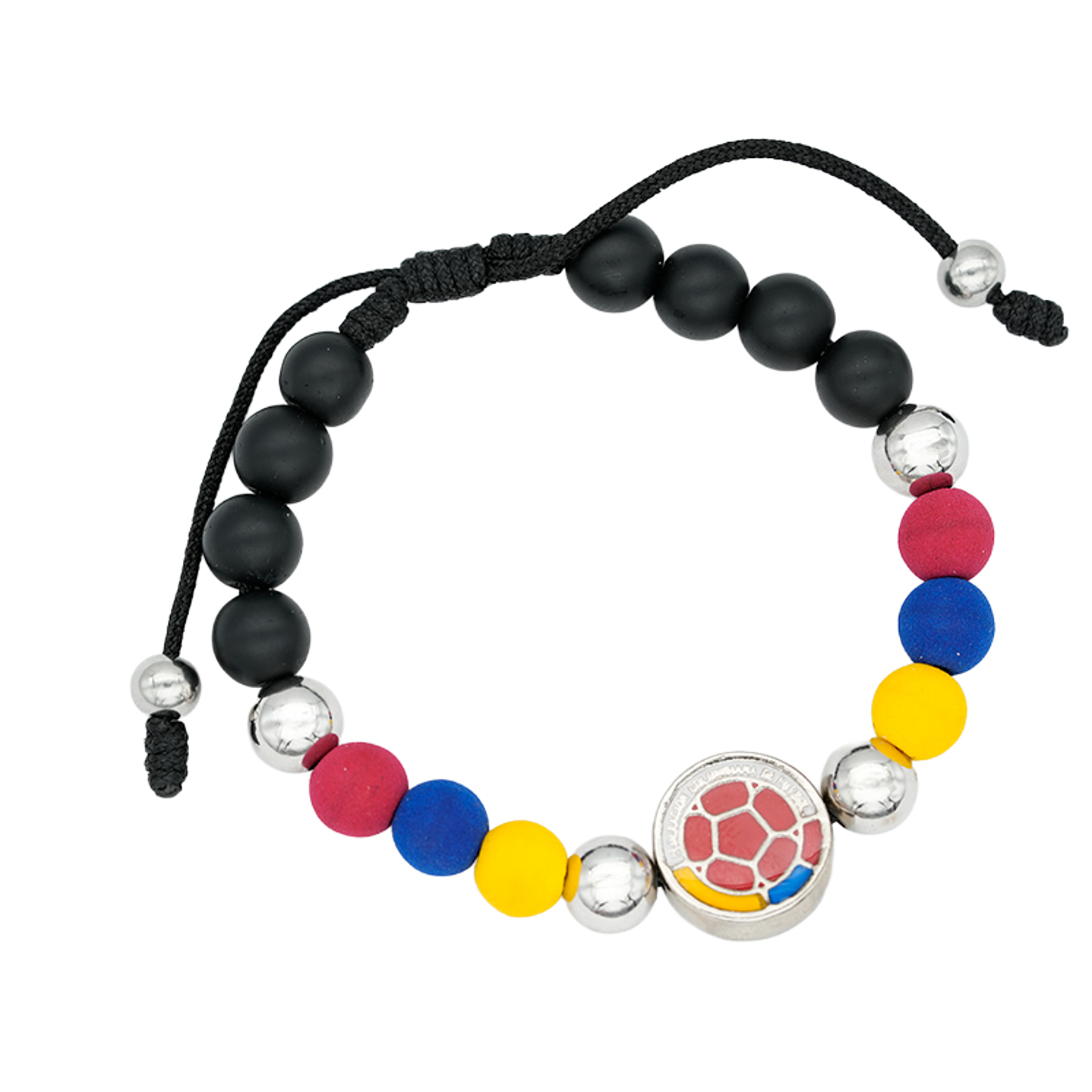 PULSERA  COLOMBIA PLATEADA NEOPRENO CRISTAL FEDERACION 8MM 1