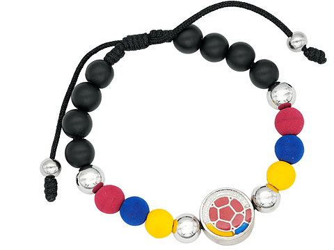 PULSERA  COLOMBIA PLATEADA NEOPRENO CRISTAL FEDERACION 8MM