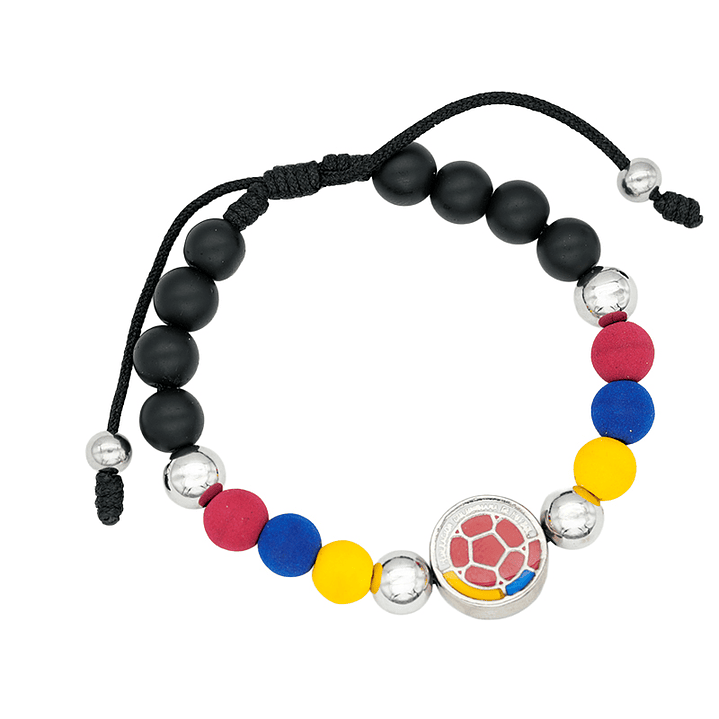 PULSERA  COLOMBIA PLATEADA NEOPRENO CRISTAL FEDERACION 8MM 1