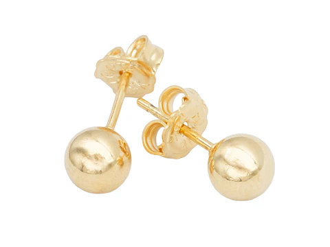 ORO LAMINADO 18K TOPO BALIN LISO 6MM