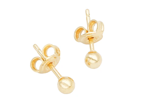 ORO LAMINADO 18K TOPO BALIN LISO 2MM X PAR 