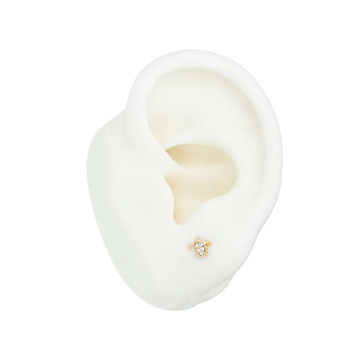 ORO LAMINADO 18K TOPO TORTUGA ZIRCONES 5*5.8M 2