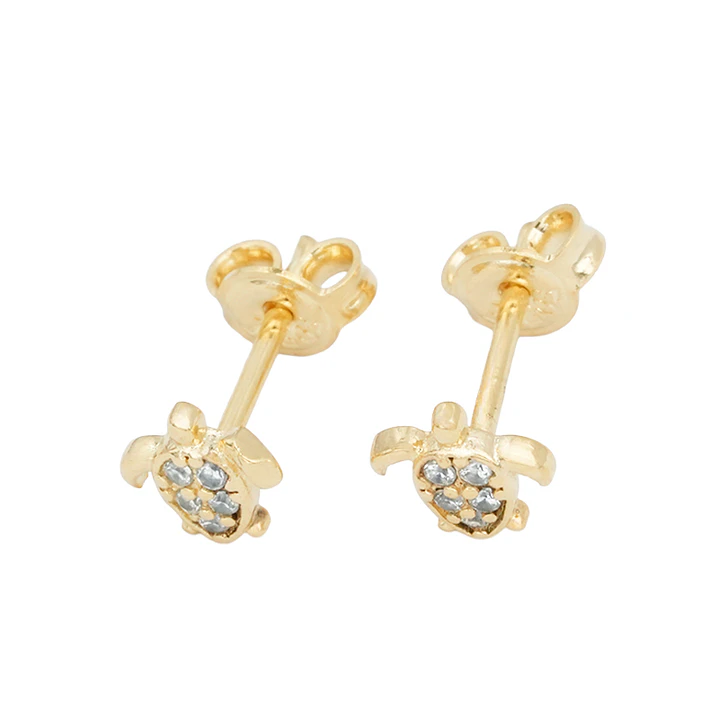 ORO LAMINADO 18K TOPO TORTUGA ZIRCONES 5*5.8M 1