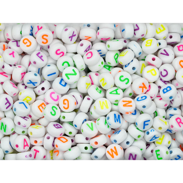 ACRILICO PLANO BLANCO LETRA MIX NEON 8MM POR 50 GRAMOS (400 UNIDADES APROXIMADAMENTE) 1