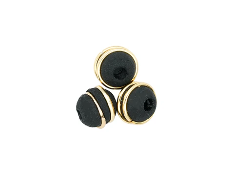 NEOPRENO NEGRO # 6MM DOS ARGOLLAS DORADAS