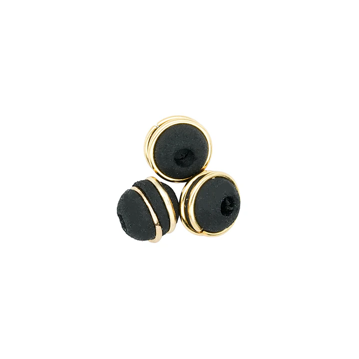 NEOPRENO NEGRO # 6MM DOS ARGOLLAS DORADAS 1