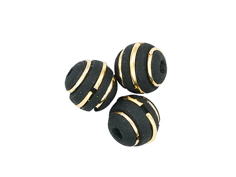 NEOPRENO NEGRO TRES ARGOLLAS DORADAS # 8MM